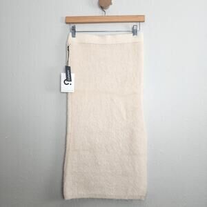 Callahan Revolve Genny Fuzzy Eyelash Knit Midi Skirt Cream White XS Cozy